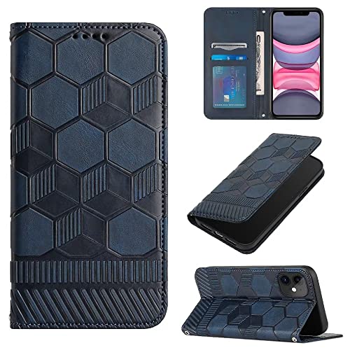 TUUNKMUY Hülle für Samsung Galaxy A34 5G, Premium Leder Ball Flip Handytasche Schutzhülle Tasche Handyhülle mit Magnetverschluss, Kartenfach, Standfunktion für Samsung Galaxy A34 5G Handy Hüllen blau von TUUNKMUY