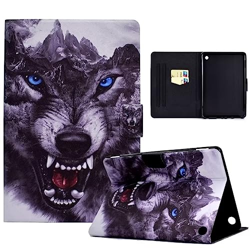 Hülle für Samsung Galaxy Tab A8 2021 X200/X205, Ultra Schlank Premium Leder Brieftasche Schutzhülle Flip Case Cover mit Ständer Handyhülle für Samsung Galaxy Tab A8 2021 X200/X205 Wolf Dog von TUUNKMUY