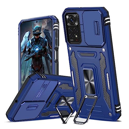 TUUTPU Hülle für Xiaomi Redmi Note 11 Pro 5G/4G/Note 12 Pro 4G Kameraschieber Schutz, Hybrid Handyhülle mit Kameraschutz Kickstand Ständer Metall Ring Handy Hüllen, Stoßfeste Schutzhülle Case - Blau von TUUTPU