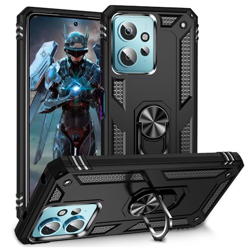 TUUTPU Hülle für Xiaomi Redmi Note 12 4G, Hybrid Handyhülle mit Kickstand Ständer Metall 360 Ring Handy Hüllen, Militärqualität Standard Stoßfeste Schutzhülle Cover Case - Schwarz von TUUTPU