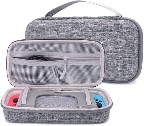 TUVOWAK Dockable Carrying Case für Nintendo Switch/Switch OLED Modell, Hartschalen-Schutzhülle Reisetasche mit 5 Spielkartenfächern für Switch Konsole, Pro Controller, Zubehör Switch Dock, Grau von TUVOWAK