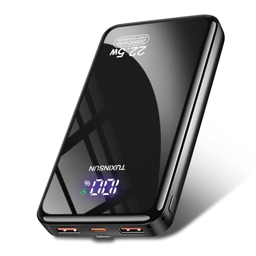 Power Bank 20000 mAh PD3.0 QC4.0 Schnellladung externer Akku 3A USB C tragbares Ladegerät mit LCD Digitalanzeige 3 Ausgänge und 2 Eingänge für Smartphone, Tablet (008) von TUXINSUN