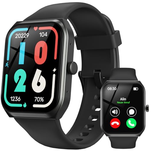 TUYOMA Herren-Smartwatch, 4,9 cm (1,91 Zoll), LCD-Display, Bluetooth-Anrufe, WhatsApp, Benachrichtigungen, Informationen, Oxymeter, Pulsmesser, Herrenuhr für Android iOS von TUYOMA