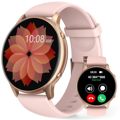 TUYOMA Smartwatch Damen-1,3 Zoll Touchscreen Smartwatch mit Telefonfunktion, IP68 Wasserdicht Fitnessuhr Damen mit Herzfrequenz, SpO2, Schlafmonitor, für iOS und Android von TUYOMA
