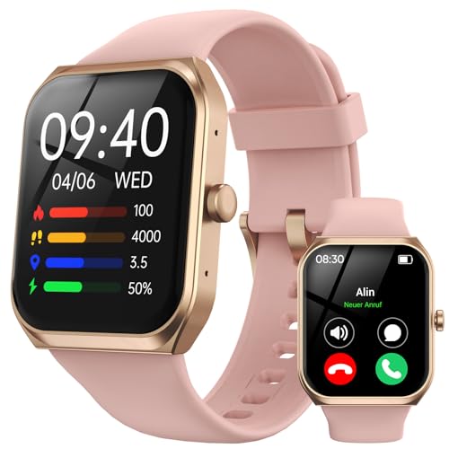 TUYOMA Smartwatch Damen mit Telefonfunktion - 1.91" Smart Watch IP68 Wasserdicht,24h Herzfrequenz, SpO2, Schlafmonitor,112+ Sportarten,Spiele,Kompatibel mit Android IOS von TUYOMA