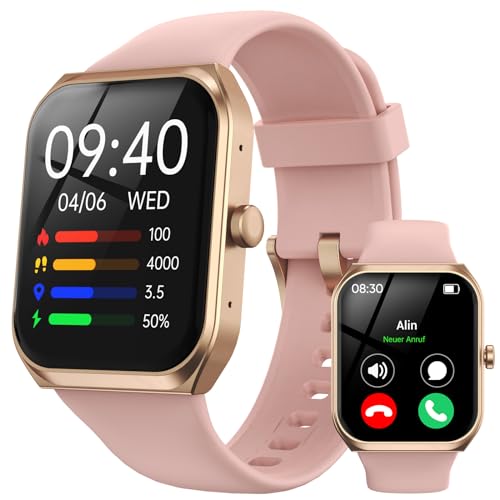 TUYOMA Smartwatch Damen mit Telefonfunktion - 1.91" Smart Watch IP68 Wasserdicht, 24h Herzfrequenz, SpO2, Schlafmonitor, 112+ Sportarten, Spiele, Kompatibel mit Android IOS von TUYOMA