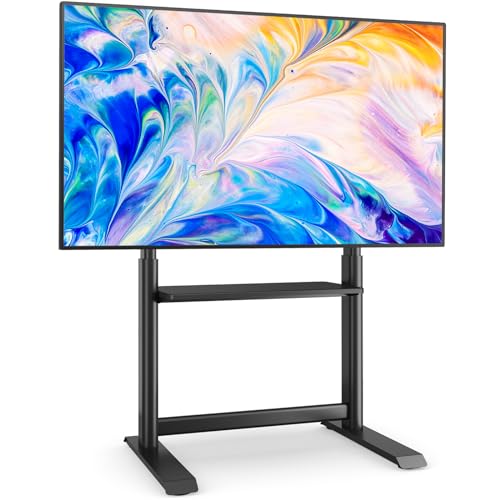 TVON TV Ständer Schwarz TV Standfuss Für 60 bis 86 Zoll Flach & Curved Fernseher,Höhenverstellbar Fernsehständer Hoch TV Bodenständer bis 68kg Max. VESA 800x600mm von TVON