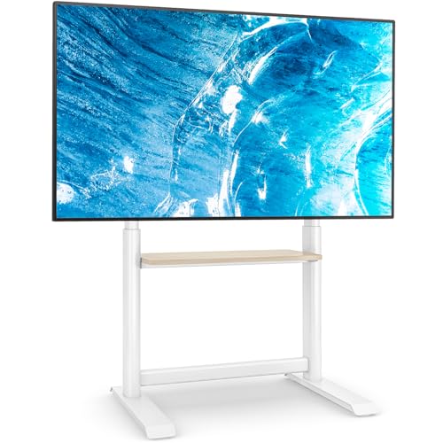 TVON Weiß TV Ständer Für 60 bis 86 Zoll Flach & Curved Fernseher,Höhenverstellbar Fernsehständer Hoch TV Standfuss TV Bodenständer bis 68kg Max. VESA 800x600mm von TVON