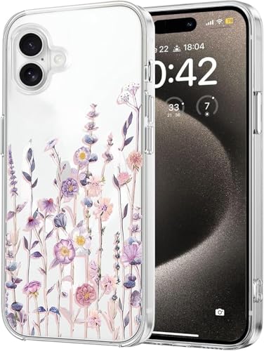 TVVTPU Hülle für iPhone 16, Transparent Blume Muster Handyhülle Schön Dünne Weich TPU Silikon Bumper Stoßfester Kratzfest Anti Vergilbung Schutzhülle für Mädchen Frauen Handytasche, Klar TVVTPU Hülle für iPhone 16, Transparent Blume Muster Handyhülle Schön Dünne Weich TPU Silikon Bumper Stoßfester Kratzfest Anti Vergilbung Schutzhülle für Mädchen Frauen Handytasche, Klar von TVVTPU