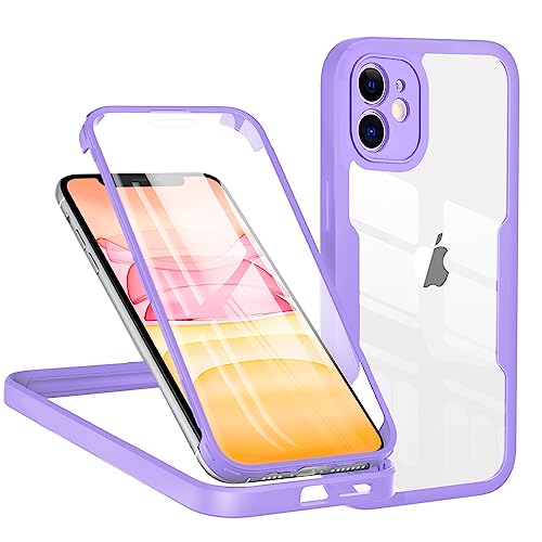 TVVTPU Kompatibel mit iPhone 11 Hülle, 360 Grad Stoßfest Handyhülle mit Eingebaute Displayschutzfolie Ganzkörper Schutz Silikon Bumper Outdoor Schutzhülle Case für iPhone 11 6.1", Violett TVVTPU Kompatibel mit iPhone 11 Hülle, 360 Grad Stoßfest Handyhülle mit Eingebaute Displayschutzfolie Ganzkörper Schutz Silikon Bumper Outdoor Schutzhülle Case für iPhone 11 6.1", Violett von TVVTPU