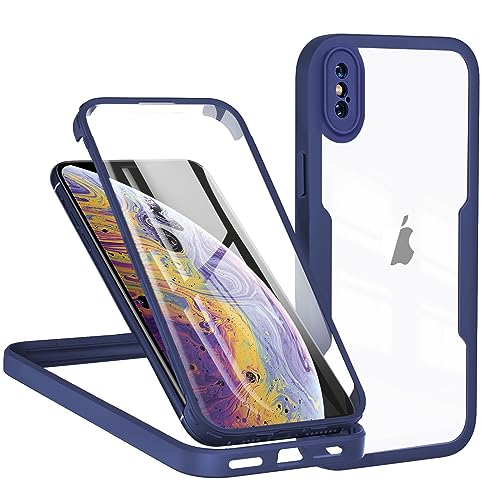TVVTPU Kompatibel mit iPhone X/XS Hülle, 360 Grad Stoßfest Handyhülle mit Eingebaute Displayschutzfolie Ganzkörper Schutz Silikon Bumper Outdoor Schutzhülle Case für iPhone X/XS, blau TVVTPU Kompatibel mit iPhone X/XS Hülle, 360 Grad Stoßfest Handyhülle mit Eingebaute Displayschutzfolie Ganzkörper Schutz Silikon Bumper Outdoor Schutzhülle Case für iPhone X/XS, blau von TVVTPU