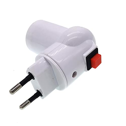 Lampenfassung E27 mit Schalter Ein/Aus-Taste, Sockel E27to AC Power 220V E/U Plug Lampenfassung Bulb Adapter Konverter, für Wandleuchte, Wandleuchte (Packung mit 1) von TWDRTDD