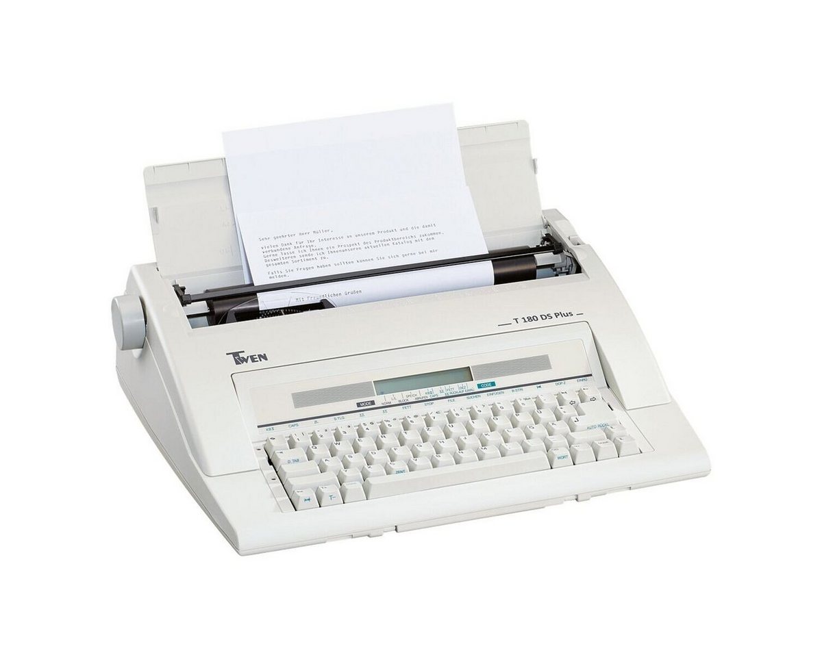 TWEN Schreibmaschine T 180 DS plus, portabel, Speicher für 50 Dateien von TWEN