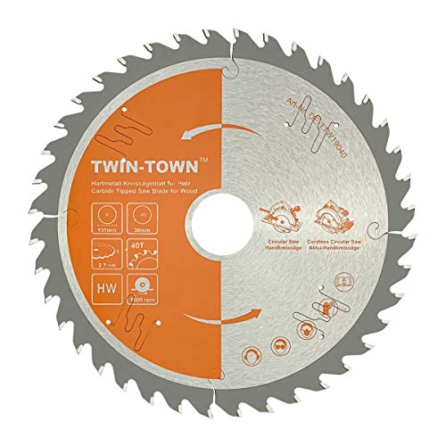 TWIN-TOWN HM Kreissägeblatt Holz 190x30mm Z40,Reduzierring 20 mm, Ideal für Bauholz Naturholz Hartholz Schalholz Faserplatten Leimholz zum Sägen mit Kreissäge und Akkukreissäge TWIN-TOWN HM Kreissägeblatt Holz 190x30mm Z40,Reduzierring 20 mm, Ideal für Bauholz Naturholz Hartholz Schalholz Faserplatten Leimholz zum Sägen mit Kreissäge und Akkukreissäge von TWIN-TOWN