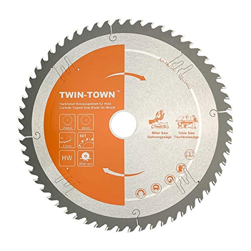 TWIN-TOWN HM Kreissägeblatt Holz 254x30mm Z60, Reduzierring 20 mm, Ideal für Bauholz Naturholz Hartholz Schalholz Faserplatten Leimholz zum Sägen mit Gehrungssäge und Tischkreissäge TWIN-TOWN HM Kreissägeblatt Holz 254x30mm Z60, Reduzierring 20 mm, Ideal für Bauholz Naturholz Hartholz Schalholz Faserplatten Leimholz zum Sägen mit Gehrungssäge und Tischkreissäge von TWIN-TOWN