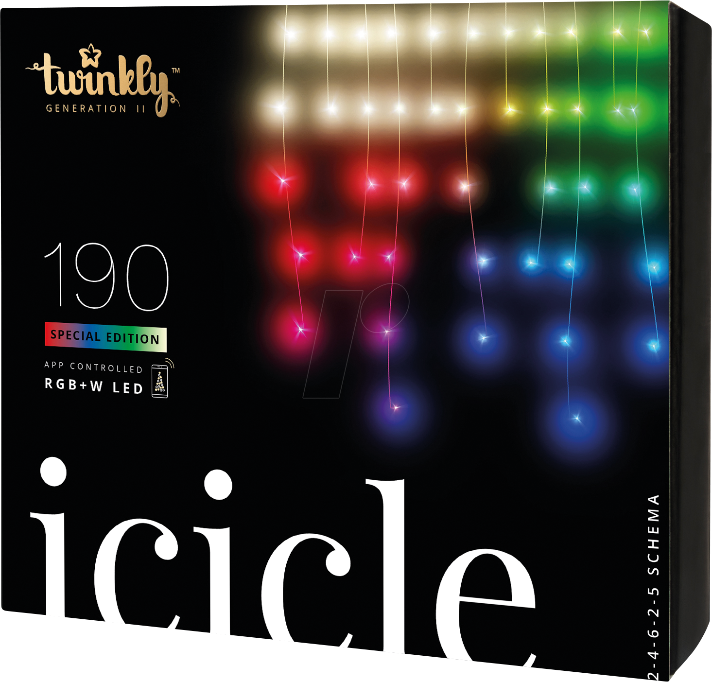 TWI1005ZZ - Smarte Lichterkette Eiszapfenform ICICLE, 190x 5mm LED RGBW, 5m von TWINKLY