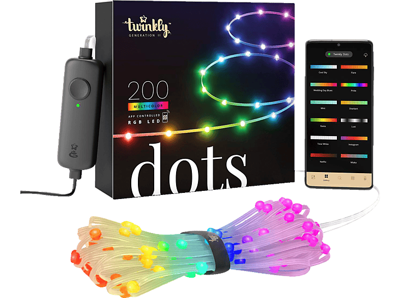 TWINKLY TWD200STP-TEU Dots mit 200 LED, WLAN, IP44 Lichterketten RGB von TWINKLY