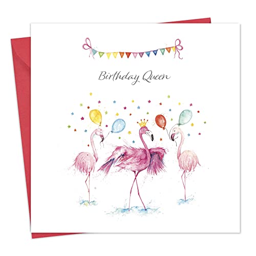 TWIZLER Geburtstagskarte Flamingo Birthday Queen – Happy Birthday Karte für Frauen – Geburtstagskarte für Sie – Karte für Frau oder Freundin oder Partnerin von TWIZLER