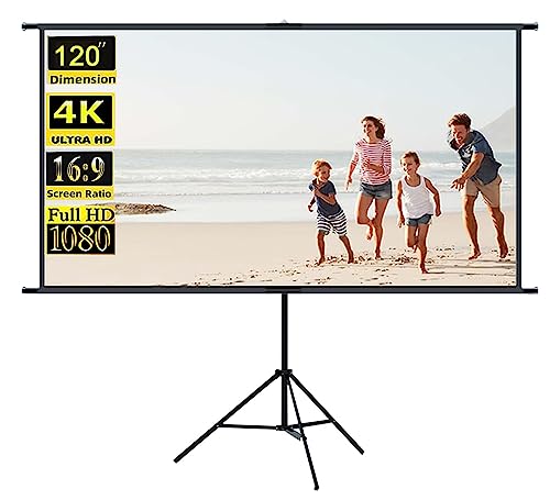 Beamer Leinwand 120" mit Stativ, 16:9 Tragbar Projektor Leinwand, 4K HD Faltbarem Standfuß Projektionsleinwand, Projektion Leinwand (120" mit Stativ) von TWSOUL