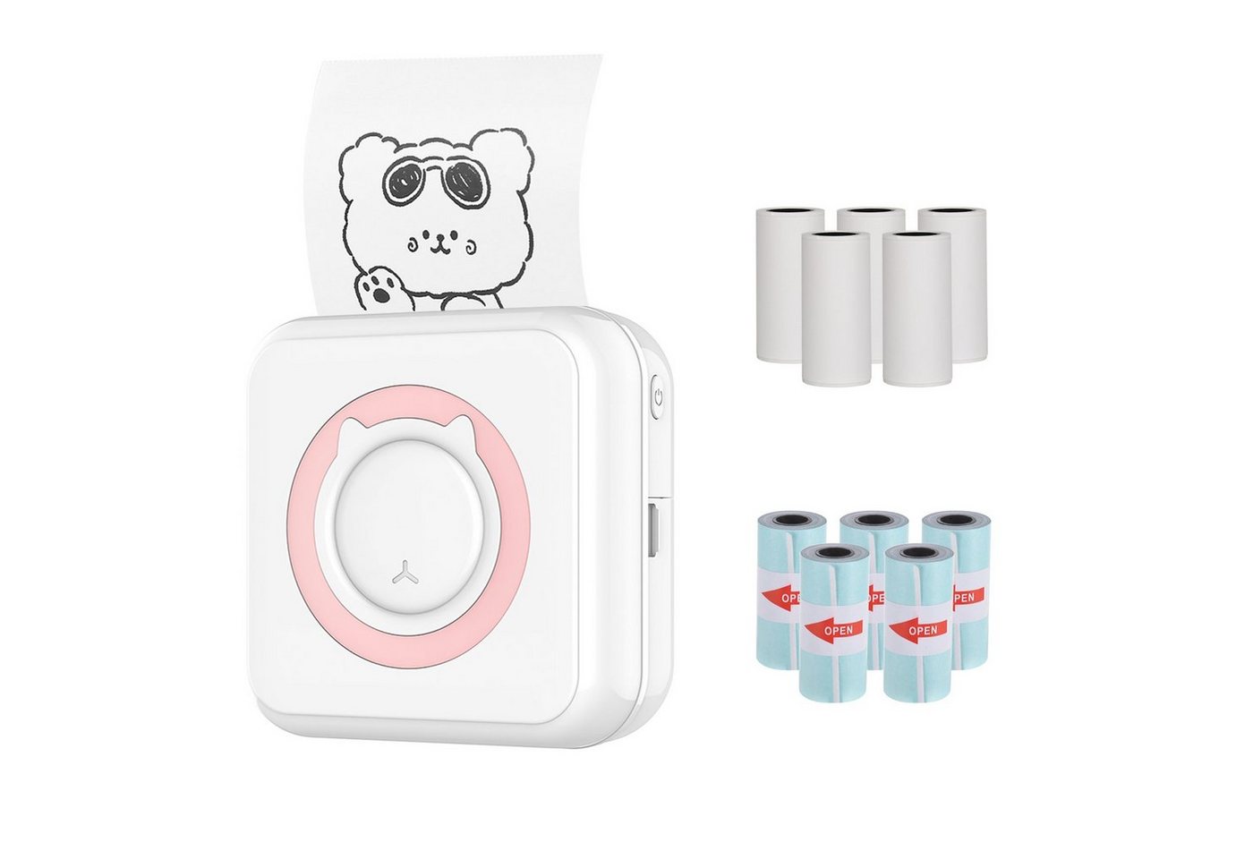 TWSOUL Mini-Thermodrucker Tintenstrahldrucker, (5 Rollen Aufkleberpapier 5 Rollen Druckerpapier) von TWSOUL