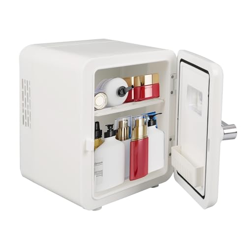 TWSOUL Mini Tragbarer Kühlschrank, 4L Fridge mit Kühl Heizfunktion, skincare fridge für Auto, Schlafzimmer, 12V am Zigarettenanzünder und 220V Steckdose (White) von TWSOUL