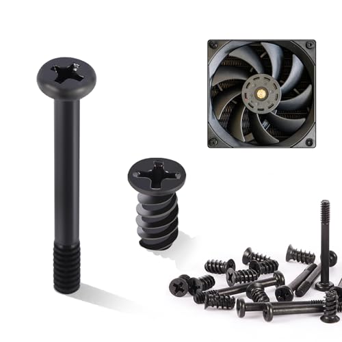 TXXATX 80 Stück PC Gehäuse Schrauben Flacher Kopf PC Lüfter Schrauben Kohlenstoffstahl Computer Gehäuse Ventilatorschrauben Set Schwarz Lüfterschrauben für Gehäuse Lüfter Mainboard Halter von TXXATX