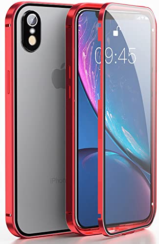 360 Grad Hülle für iPhone XR Handyhülle Ganzkörper Schutzhülle, Beidseitige Durchsichtige Gehärtetes Glas für iPhone XR Stoßfest Metallrahmen Flip Cover Bumper für iPhone XR 6,1 Zoll hülle - Rot 360 Grad Hülle für iPhone XR Handyhülle Ganzkörper Schutzhülle, Beidseitige Durchsichtige Gehärtetes Glas für iPhone XR Stoßfest Metallrahmen Flip Cover Bumper für iPhone XR 6,1 Zoll hülle - Rot von TXXO