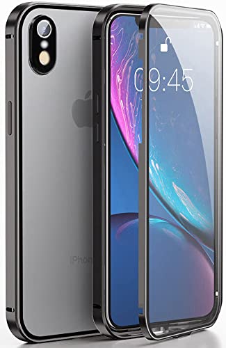 360 Grad Hülle für iPhone XR Handyhülle Ganzkörper Schutzhülle, Beidseitige Durchsichtige Gehärtetes Glas für iPhone XR Stoßfest Metallrahmen Flip Cover Bumper für iPhone XR 6,1 Zoll hülle - Schwarz 360 Grad Hülle für iPhone XR Handyhülle Ganzkörper Schutzhülle, Beidseitige Durchsichtige Gehärtetes Glas für iPhone XR Stoßfest Metallrahmen Flip Cover Bumper für iPhone XR 6,1 Zoll hülle - Schwarz von TXXO