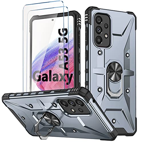 Handyhülle für Samsung Galaxy A53 5G hülle Silikon mit 2 Stück Hartglas Schutzfolie für Galaxy A53 360 Metall Ring Ständer Hybrid Militär Stoßfest Kratzfeste Schutzhülle für Samsung A53 - Grau Handyhülle für Samsung Galaxy A53 5G hülle Silikon mit 2 Stück Hartglas Schutzfolie für Galaxy A53 360 Metall Ring Ständer Hybrid Militär Stoßfest Kratzfeste Schutzhülle für Samsung A53 - Grau von TXXO