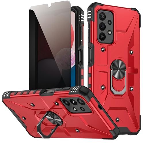 Hülle für Samsung Galaxy A13 5G/4G / A04S /A23 / M13 mit Anti-Spähen Privatsphäre Schutzfolie, Metall Ständer Ring Schutzhülle Stoßfest Bumper Silikon Cover für Samsung A13 / A04S Handyhülle - Rot Hülle für Samsung Galaxy A13 5G/4G / A04S /A23 / M13 mit Anti-Spähen Privatsphäre Schutzfolie, Metall Ständer Ring Schutzhülle Stoßfest Bumper Silikon Cover für Samsung A13 / A04S Handyhülle - Rot von TXXO