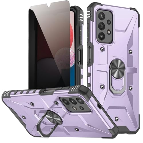 Hülle für Samsung Galaxy A13 5G/4G / A04S /A23 / M13 mit Anti-Spähen Privatsphäre Schutzfolie, Metall Ständer Ring Schutzhülle Stoßfest Bumper Silikon Cover für Samsung A13 / A04S Handyhülle - Lila Hülle für Samsung Galaxy A13 5G/4G / A04S /A23 / M13 mit Anti-Spähen Privatsphäre Schutzfolie, Metall Ständer Ring Schutzhülle Stoßfest Bumper Silikon Cover für Samsung A13 / A04S Handyhülle - Lila von TXXO