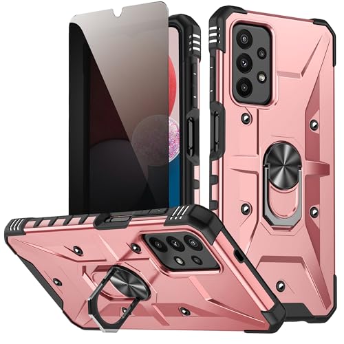 Hülle für Samsung Galaxy A13 5G/4G / A04S /A23 / M13 mit Anti-Spähen Privatsphäre Schutzfolie, Metall Ständer Schutzhülle Stoßfest Bumper Silikon Cover für Samsung A13 / A04S Handyhülle - Roségold Hülle für Samsung Galaxy A13 5G/4G / A04S /A23 / M13 mit Anti-Spähen Privatsphäre Schutzfolie, Metall Ständer Schutzhülle Stoßfest Bumper Silikon Cover für Samsung A13 / A04S Handyhülle - Roségold von TXXO