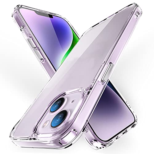 Klar Silikon Hülle für iPhone 14 Plus Transparent Stoßfest Bumper Handyhülle [Anti-Vergilbung] Dünne Weiche Clear Schutzhülle Flexible TPU + Back PC Durchsichtige Kratzfest Case, Crystal Clear von TXXO
