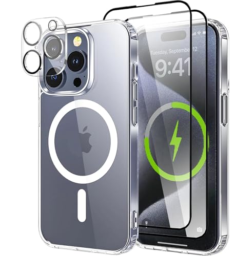 Magnetische Clear für iPhone 15 Pro Max Hülle für Mag Safe mit 2 Stück Panzerfolie & Kameraschutz Militärnorm Schutz Stoßfest Schutzhülle für iPhone 15 Pro Max HandyHülle Kratzfeste Rückseite, Klar Magnetische Clear für iPhone 15 Pro Max Hülle für Mag Safe mit 2 Stück Panzerfolie & Kameraschutz Militärnorm Schutz Stoßfest Schutzhülle für iPhone 15 Pro Max HandyHülle Kratzfeste Rückseite, Klar von TXXO
