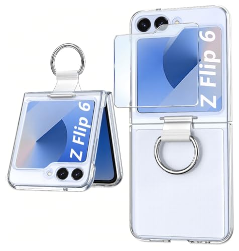 TXXO Clear Hülle für Samsung Galaxy Z Flip 6 mit Ring & Schutzfolie - Durchsichtig Stoßfest Hart PC Kratzfest Cover Bumper Transparent TXXO Clear Hülle für Samsung Galaxy Z Flip 6 mit Ring & Schutzfolie - Durchsichtig Stoßfest Hart PC Kratzfest Cover Bumper Transparent von TXXO