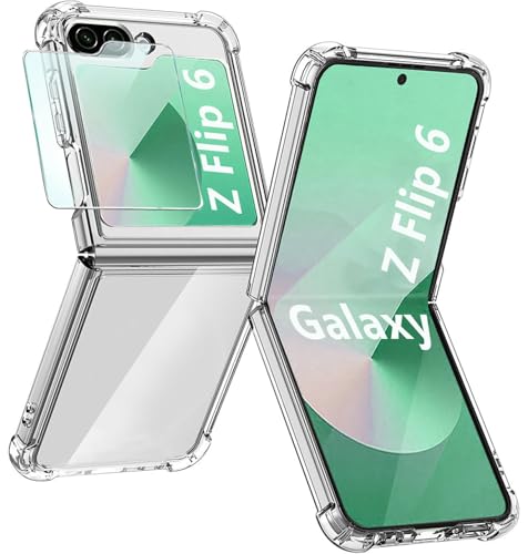 TXXO Z Flip 6 Hülle Clear für Samsung Galaxy Z Flip 6 5G HandyHülle Stoßfest mit Schutzfolie für Samsung Flip 6 Silikon Durchsichtige Cover Kratzfest klar Schutzhülle für Galaxy Z Flip 6, Transparent TXXO Z Flip 6 Hülle Clear für Samsung Galaxy Z Flip 6 5G HandyHülle Stoßfest mit Schutzfolie für Samsung Flip 6 Silikon Durchsichtige Cover Kratzfest klar Schutzhülle für Galaxy Z Flip 6, Transparent von TXXO