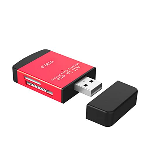 TXY 4-in-1 Kartenleser USB 2.0 auf SD Micro SD TF MS MMC M2 Kartenleser für Laptop PC Smart Card Reader SD-Kartenleser 4-in-1 Kartenadapter (rot) von TXY