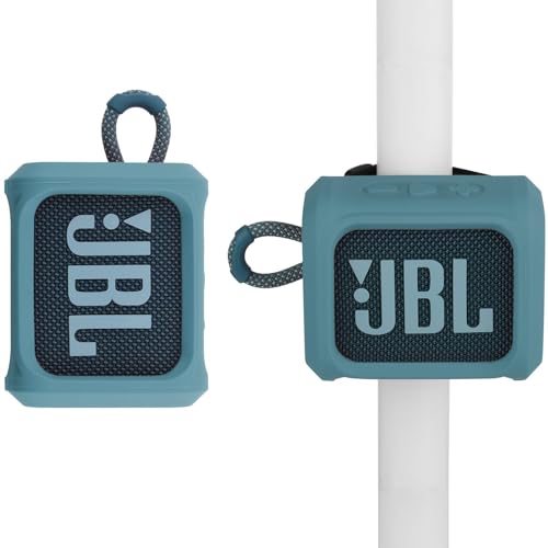 Silikon-Schutzhülle für JBL Go 3 tragbare Lautsprecher Reise Tragetasche Schutzhülle Lautsprecher Abdeckung mit Fahrradlautsprecher-Halterung (himmelblau) von TXesign