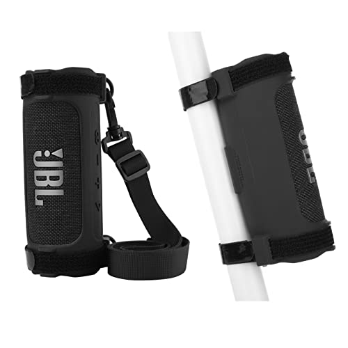 TXEsign Silikon-Schutzhülle für JBL Flip 6 tragbaren Bluetooth-Lautsprecher, Schutzhülle JBL Flip 6 tragbare Lautsprecherhalterung mit Schultergurt und Fahrradgurt für Fahrrad, Golfwagen, Geländer von TXesign