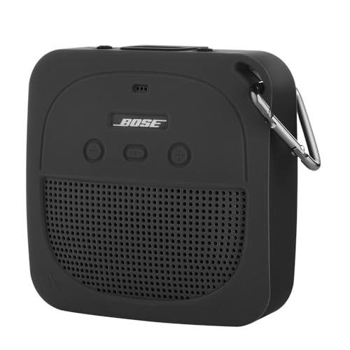 TXEsign Silikonhülle Kompatibel mit Bose SoundLink Micro Wasserdicht Bluetooth Tragbarer Lautsprecher, Schutzhülle Stand Up Case Stoßfest Reise Tragetasche mit Karabiner (Dunkelgrau) von TXesign