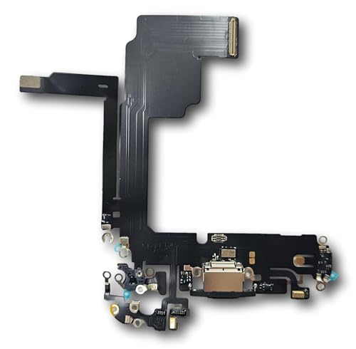 TY BETTERY® Ladebuchse mit Flex Kabel kompatibel mit iPhone 15 Pro - Dock Connector - Schwarz von TY BETTERY