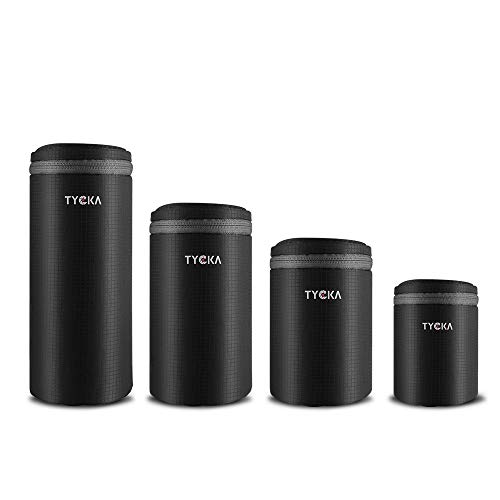 TYCKA Tasche für Objektiv, Kamera-Objektiv, wasserfest, Tasche mit Reißverschluss für DSLR-Kamera, 4 Größen, Schwarz von TYCKA