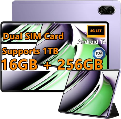 10.1" Zoll Android Tablet 16GB+256 GB, Octa-Core, 1TB TF Extend,2,5GHz, Dual SIM Card,8MP+13MP Kamera,4G LTE, WiFi, Type-C(Lila) von TYD