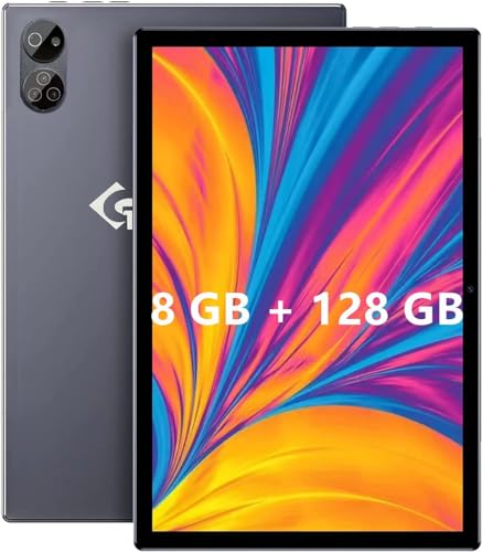 Android Tablet 10.1" Zoll 8 GB+128 GB (1TB TF), Octa-Core, 2,5GHz, 8MP+13MP Kamera,4G LTE, WiFi, Type-C (Schwarz, 128GB) von TYD