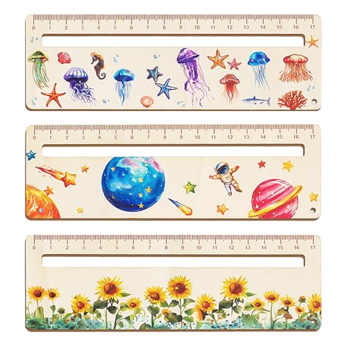 3 Stück Kinder-Holzlineale, Kreative Lineale, Niedliches Briefpapier, Schüler-Lineale, Schüler-Lineale, Kinder-Briefpapier, Lesehilfen 3 Stück Kinder-Holzlineale, Kreative Lineale, Niedliches Briefpapier, Schüler-Lineale, Schüler-Lineale, Kinder-Briefpapier, Lesehilfen von TYFGRT