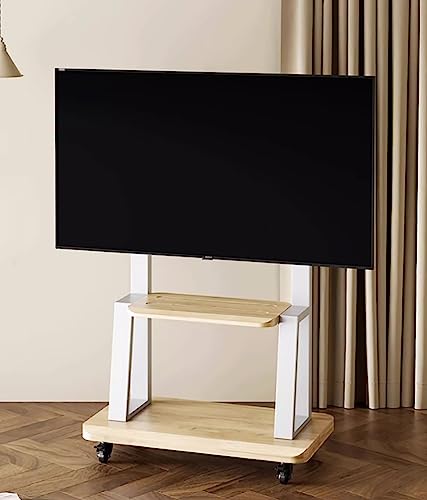 50 55 60 65 70 Zoll TV-Ständer auf Rädern, höhenverstellbar, robuster mobiler TV-Wagen für 32–75 Zoll LED-LCD-Flachbildschirm (Farbe: Weiß) von TYLDBNF