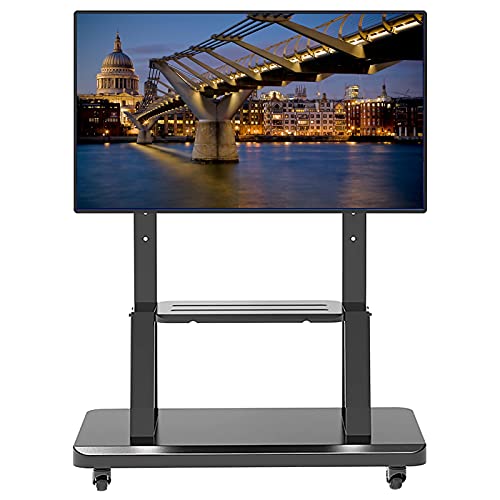 Boden-TV-Ständer mit Metallbasis, passend für die meisten Fernseher bis zu 65 Zoll, höhenverstellbarer, rollender TV-Wagen mit Regal und Rädern, für die Präsentation im Büro/Schule/Restaurant Boden-TV-Ständer mit Metallbasis, passend für die meisten Fernseher bis zu 65 Zoll, höhenverstellbarer, rollender TV-Wagen mit Regal und Rädern, für die Präsentation im Büro/Schule/Restaurant von TYLDBNF