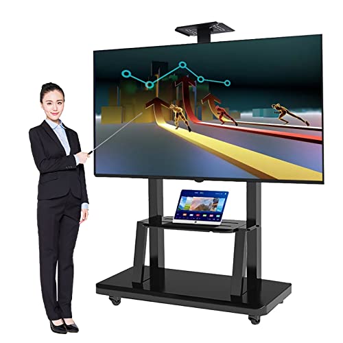 Höhenverstellbarer mobiler TV-Wagenständer für 40/50/55/60/65/70/75-Zoll-Flachbildfernseher, schwarzer rollender TV-Wagen für drinnen und draußen, 2 Ablageflächen Höhenverstellbarer mobiler TV-Wagenständer für 40/50/55/60/65/70/75-Zoll-Flachbildfernseher, schwarzer rollender TV-Wagen für drinnen und draußen, 2 Ablageflächen von TYLDBNF