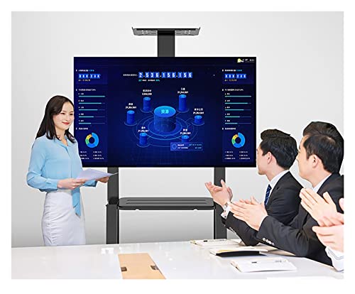 Mobiler TV-Ständer für den Büro-Sitzungsraum mit feststellbaren Rädern, schwarzer robuster Universal-TV-Wagen mit 2 Ablagen für 40-75-Zoll-LCD-LED-Fernseher Mobiler TV-Ständer für den Büro-Sitzungsraum mit feststellbaren Rädern, schwarzer robuster Universal-TV-Wagen mit 2 Ablagen für 40-75-Zoll-LCD-LED-Fernseher von TYLDBNF