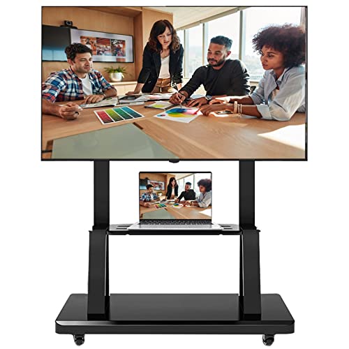 Moderner Universal-TV-Wagen für Schlafzimmer mit Rollen und Regal, passend für 32-75-Zoll-LCD-LED-Flachbildfernseher, schwarzer, höhenverstellbarer mobiler TV-Ständer Moderner Universal-TV-Wagen für Schlafzimmer mit Rollen und Regal, passend für 32-75-Zoll-LCD-LED-Flachbildfernseher, schwarzer, höhenverstellbarer mobiler TV-Ständer von TYLDBNF